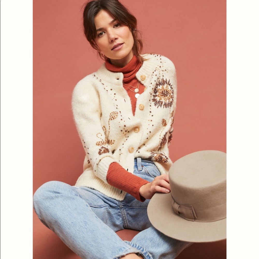 Anthropologie Field Flower Tuileries cardigan embellished women’s XS